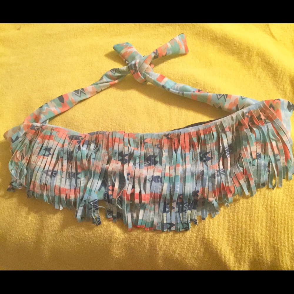 L Space fringe reversible bandeau top